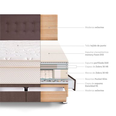 DORMITORIO CON CAJONES PARAÍSO ROYAL CLOUD KING CHOCOLATE + 2 ALMOHADAS VISCOELÁSTICAS - 4