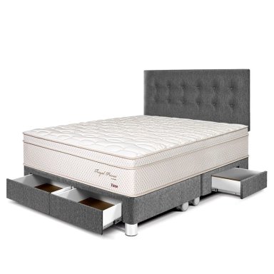 DORMITORIO CON CAJONES PARAÍSO ROYAL PRINCE QUEEN GRIS + 2 ALMOHADAS VISCOELÁSTICAS