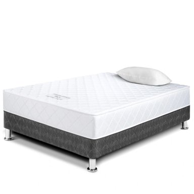 CAMA AMERICANA PARAÍSO MILANO 1.5 PLAZAS GRIS + 1 ALMOHADA + PROTECTOR - 2