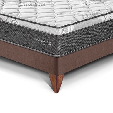 CAMA EUROPEA PARAÍSO POCKET STAR KING CHOCOLATE + 2 ALMOHADAS + PROTECTOR - 2