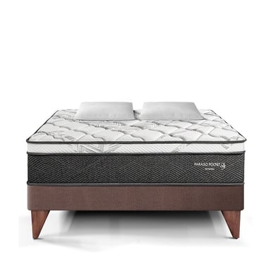 CAMA EUROPEA PARAÍSO POCKET STAR KING CHOCOLATE + 2 ALMOHADAS + PROTECTOR - 3