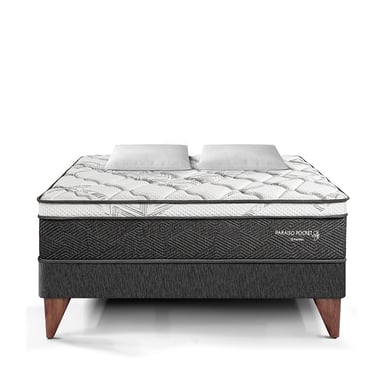 CAMA EUROPEA PARAÍSO POCKET STAR KING CHARCOAL + 2 ALMOHADAS + PROTECTOR - 3