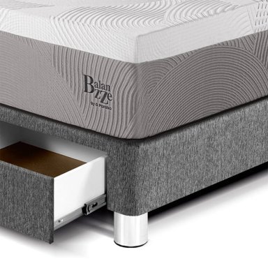 CAMA CON CAJONES PARAÍSO BALANZZE BIPANEL KING GRIS + 2 ALMOHADAS VISCOELÁSTICAS - 2