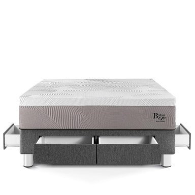 CAMA CON CAJONES PARAÍSO BALANZZE BIPANEL KING GRIS + 2 ALMOHADAS VISCOELÁSTICAS - 3
