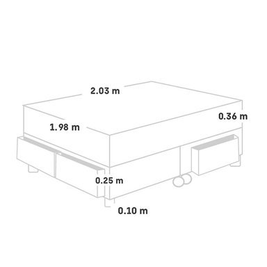 CAMA CON CAJONES PARAÍSO BALANZZE BIPANEL KING GRIS + 2 ALMOHADAS VISCOELÁSTICAS - 5