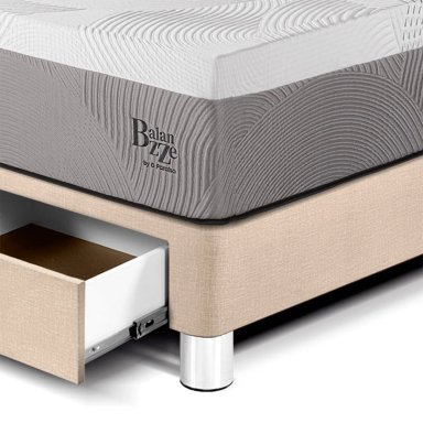 CAMA CON CAJONES PARAÍSO BALANZZE BIPANEL KING CHAMPAGNE + 2 ALMOHADAS VISCOELÁSTICAS - 2