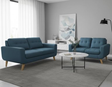 JUEGO DE SALA RIPLEY HOME RAYFER 3-2 CUERPOS AZUL ACERO