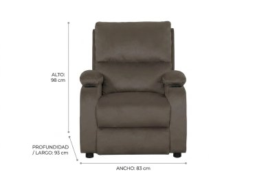 SILLÓN RECLINABLE RIPLEY HOME CHAMPION CON POSAVASOS 1 CUERPO TAUPE - 3