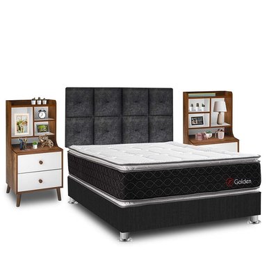 DORMITORIO AMERICANO FORLI GOLDEN 2 PLAZAS    + VELADOR REPISA FASHION - 2