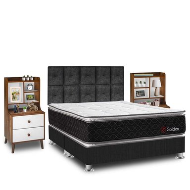 DORMITORIO AMERICANO FORLI GOLDEN QUEEN    + VELADOR REPISA FASHION - 2