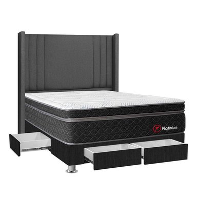 DORMITORIO AMERICANO FORLI PLATINIUM 2 PLAZAS 4 CAJONES GRIS - 2