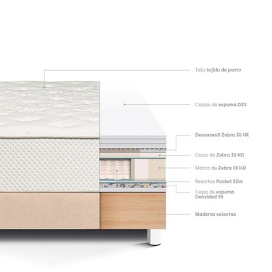 CAMA PARAÍSO ROYAL CROWN QUEEN CHAMPAGNE + 2 ALMOHADAS VISCOELÁSTICAS - 4