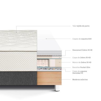 CAMA PARAÍSO ROYAL CROWN GRIS KING GRIS + 2 ALMOHADAS VISCOELÁSTICAS - 4