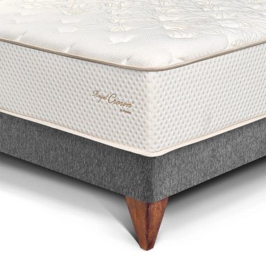 CAMA EUROPEA PARAÍSO ROYAL CROWN GRIS QUEEN GRIS + 2 ALMOHADAS VISCOELÁSTICAS - 2