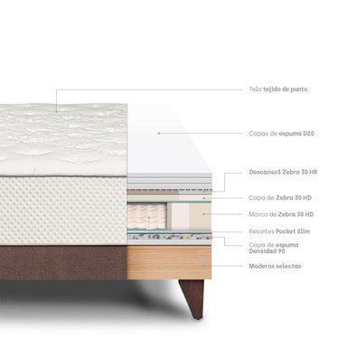 CAMA EUROPEA PARAÍSO ROYAL CROWN KING CHOCOLATE + 2 ALMOHADAS VISCOELÁSTICAS - 4