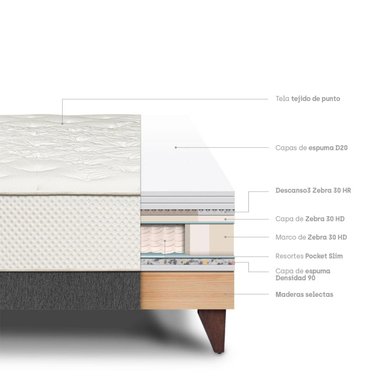 CAMA EUROPEA PARAÍSO ROYAL CROWN GRIS KING GRIS + 2 ALMOHADAS VISCOELÁSTICAS - 4