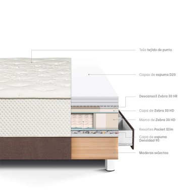 CAMA CON CAJONES PARAÍSO ROYAL CROWN 1.5 PLAZAS CHOCOLATE + 1 ALMOHADA VISCOELÁSTICA - 4