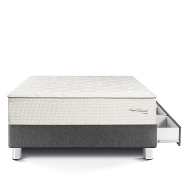 CAMA CON CAJONES PARAÍSO ROYAL CROWN GRIS 1.5 PLAZAS GRIS + 1 ALMOHADA VISCOELÁSTICA - 3