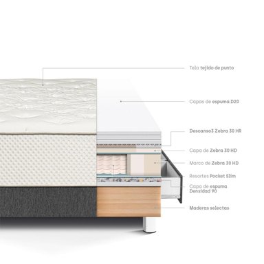 CAMA CON CAJONES PARAÍSO ROYAL CROWN GRIS 1.5 PLAZAS GRIS + 1 ALMOHADA VISCOELÁSTICA - 4