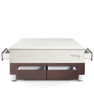 CAMA CON CAJONES PARAÍSO ROYAL CROWN 2 PLAZAS CHOCOLATE + 2 ALMOHADAS VISCOELÁSTICAS - 3
