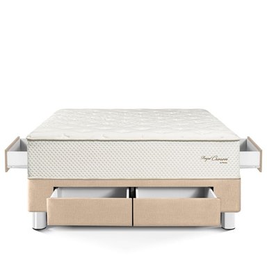 CAMA CON CAJONES PARAÍSO ROYAL CROWN 2 PLAZAS CHAMPAGNE + 2 ALMOHADAS VISCOELÁSTICAS - 3