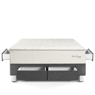 CAMA CON CAJONES PARAÍSO ROYAL CROWN GRIS 2 PLAZAS GRIS + 2 ALMOHADAS VISCOELÁSTICAS - 3
