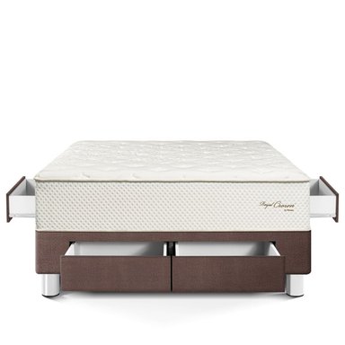 CAMA CON CAJONES PARAÍSO ROYAL CROWN QUEEN CHOCOLATE + 2 ALMOHADAS VISCOELÁSTICAS - 3