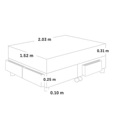 CAMA CON CAJONES PARAÍSO ROYAL CROWN QUEEN CHOCOLATE + 2 ALMOHADAS VISCOELÁSTICAS - 5