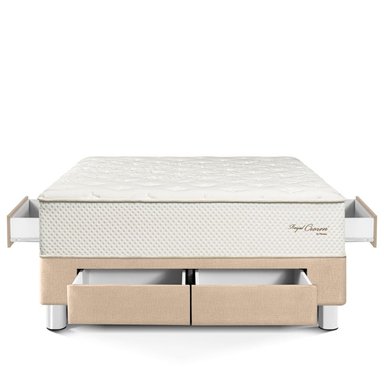 CAMA CON CAJONES PARAÍSO ROYAL CROWN QUEEN CHAMPAGNE + 2 ALMOHADAS VISCOELÁSTICAS - 3