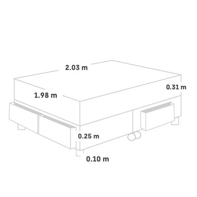 CAMA CON CAJONES PARAÍSO ROYAL CROWN KING CHOCOLATE + 2 ALMOHADAS VISCOELÁSTICAS - 5