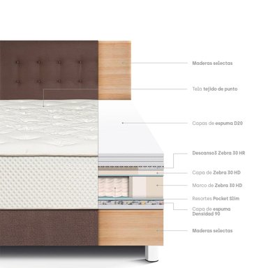 DORMITORIO PARAÍSO ROYAL CROWN QUEEN CHOCOLATE + 2 ALMOHADAS VISCOELÁSTICAS - 4
