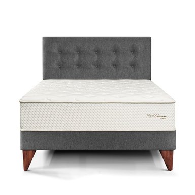 DORMITORIO EUROPEO PARAÍSO ROYAL CROWN 2 PLAZAS GRIS + 2 ALMOHADAS VISCOELÁSTICAS - 3