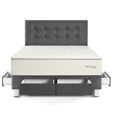 DORMITORIO CON CAJONES PARAÍSO ROYAL CROWN 2 PLAZAS GRIS + 2 ALMOHADAS VISCOELÁSTICAS - 3