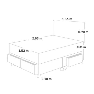 DORMITORIO CON CAJONES PARAÍSO ROYAL CROWN QUEEN GRIS + 2 ALMOHADAS VISCOELÁSTICAS - 5