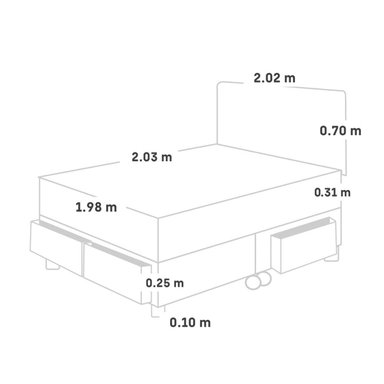 DORMITORIO CON CAJONES PARAÍSO ROYAL CROWN KING GRIS + 2 ALMOHADAS VISCOELÁSTICAS - 5