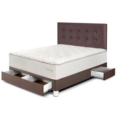 DORMITORIO CON CAJONES PARAÍSO ROYAL CROWN 2 PLAZAS CHOCOLATE + 2 ALMOHADAS VISCOELÁSTICAS - 2