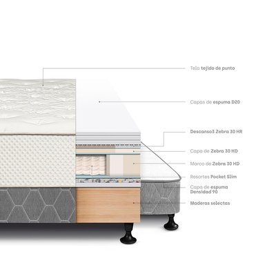 CAMA DIVÁN PARAÍSO ROYAL CROWN 1.5 PLAZAS GRIS + 1 ALMOHADA VISCOELÁSTICA - 4