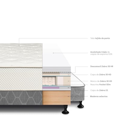 CAMA DIVÁN PARAÍSO ROYAL CROWN 1.5 PLAZAS GRIS + 1 ALMOHADA VISCOELÁSTICA - 4