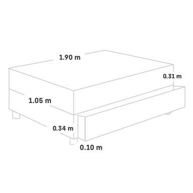 CAMA DIVÁN PARAÍSO ROYAL CROWN 1.5 PLAZAS GRIS + 1 ALMOHADA VISCOELÁSTICA - 5