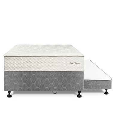 CAMA DIVÁN PARAÍSO ROYAL CROWN 2 PLAZAS GRIS + 2 ALMOHADAS VISCOELÁSTICAS - 3