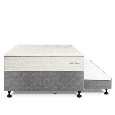 CAMA DIVÁN PARAÍSO ROYAL CROWN 2 PLAZAS GRIS + 2 ALMOHADAS VISCOELÁSTICAS - 3