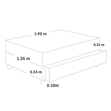 CAMA DIVÁN PARAÍSO ROYAL CROWN 2 PLAZAS GRIS + 2 ALMOHADAS VISCOELÁSTICAS - 5