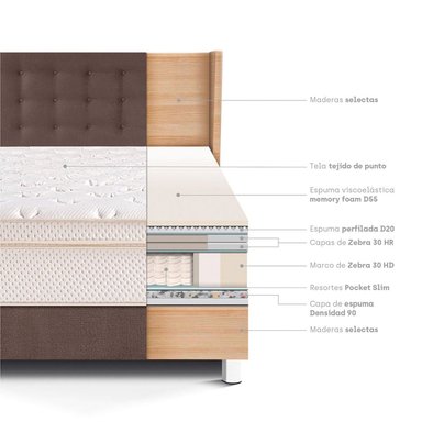 DORMITORIO PARAÍSO ROYAL CLOUD KING + CABECERA GOLD CHOCOLATE + 2 ALMOHADAS VISCOELÁSTICAS - 4