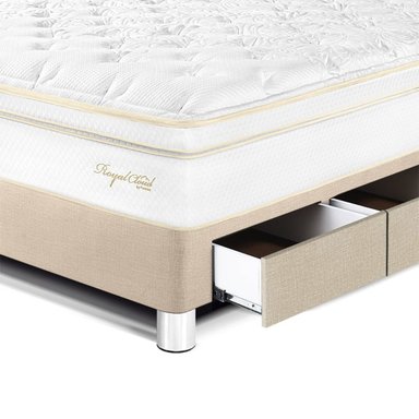 DORMITORIO CON CAJONES PARAÍSO ROYAL CLOUD 1.5 PLAZAS + CABECERA GOLD CHAMPAGNE + 1 ALMOHADA VISCOELÁSTICA - 2
