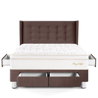 DORMITORIO CON CAJONES PARAÍSO ROYAL CLOUD 2 PLAZAS + CABECERA GOLD CHOCOLATE + 2 ALMOHADAS VISCOELÁSTICAS - 3