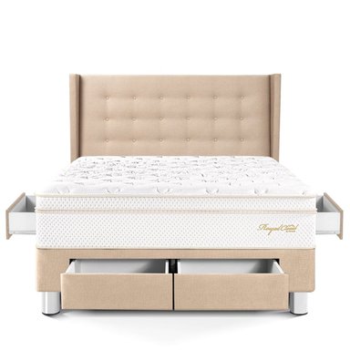 DORMITORIO CON CAJONES PARAÍSO ROYAL CLOUD QUEEN + CABECERA GOLD CHAMPAGNE + 2 ALMOHADAS VISCOELÁSTICAS - 3
