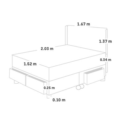 DORMITORIO CON CAJONES PARAÍSO ROYAL CLOUD QUEEN + CABECERA GOLD CHAMPAGNE + 2 ALMOHADAS VISCOELÁSTICAS - 5