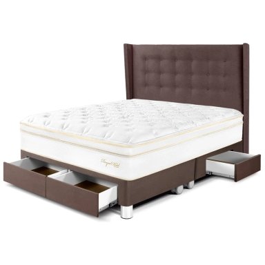 DORMITORIO CON CAJONES PARAÍSO ROYAL CLOUD QUEEN + CABECERA GOLD CHOCOLATE + 2 ALMOHADAS VISCOELÁSTICAS - 2