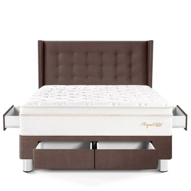 DORMITORIO CON CAJONES PARAÍSO ROYAL CLOUD QUEEN + CABECERA GOLD CHOCOLATE + 2 ALMOHADAS VISCOELÁSTICAS - 4