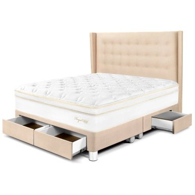 DORMITORIO CON CAJONES PARAÍSO ROYAL CLOUD KING + CABECERA GOLD CHAMPAGNE + 2 ALMOHADAS VISCOELÁSTICAS - 2